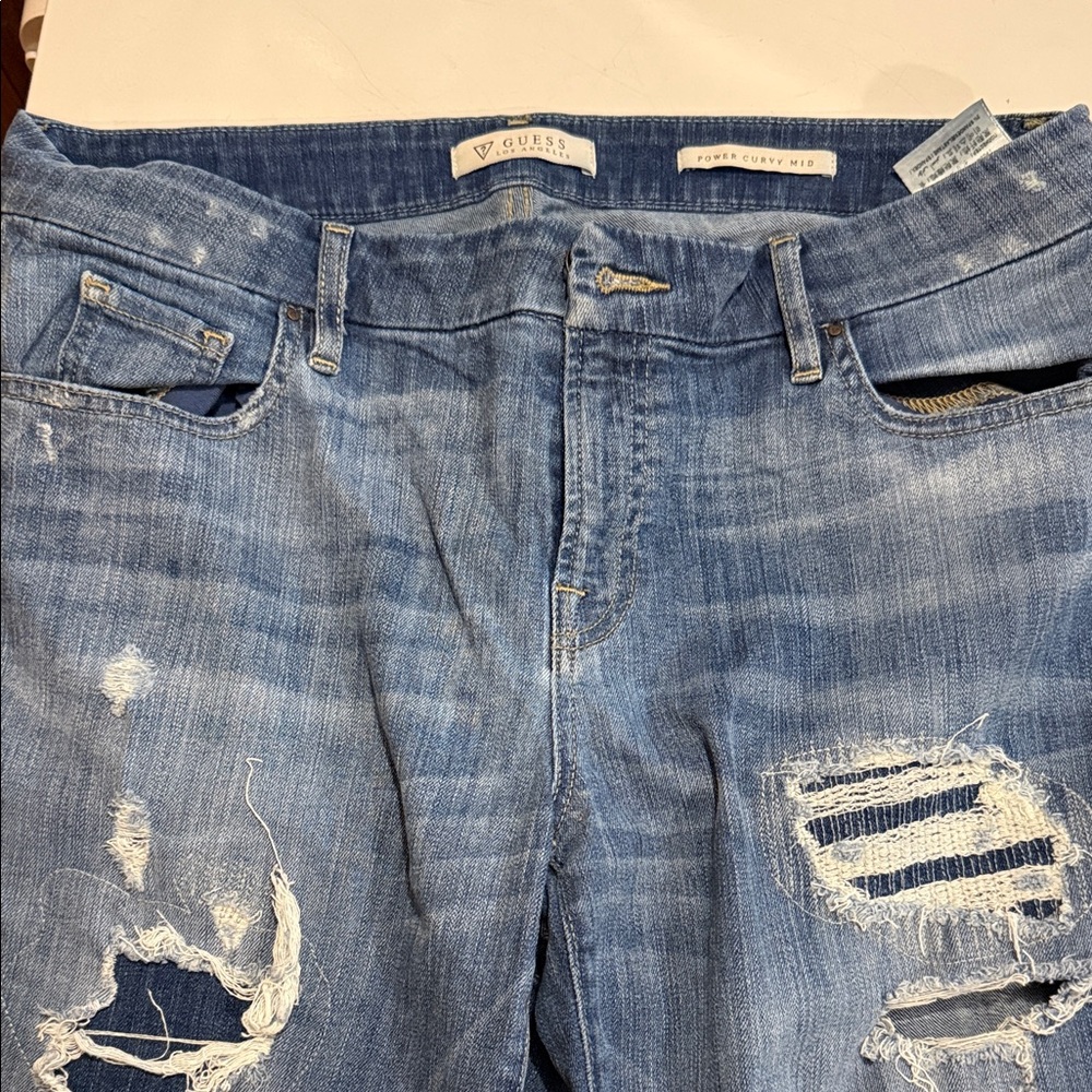 Guess Women's Light Blue Ripped Boyfriend Jeans